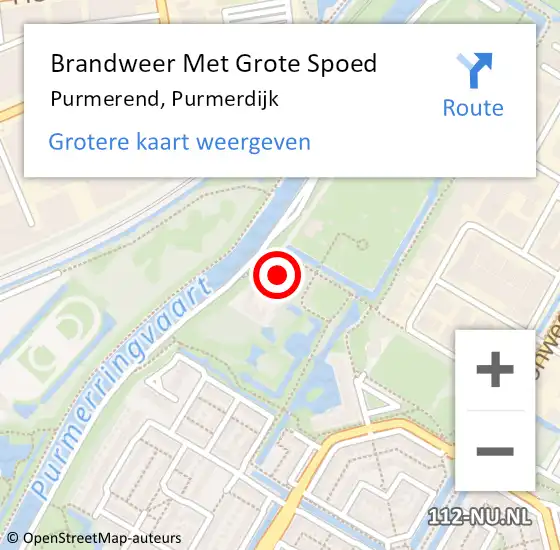 Locatie op kaart van de 112 melding: Brandweer Met Grote Spoed Naar Purmerend, Purmerdijk op 15 juni 2023 11:08