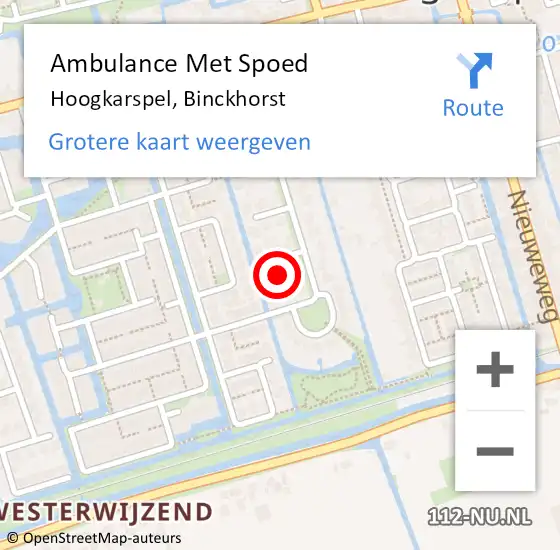 Locatie op kaart van de 112 melding: Ambulance Met Spoed Naar Hoogkarspel, Binckhorst op 15 juni 2023 11:10