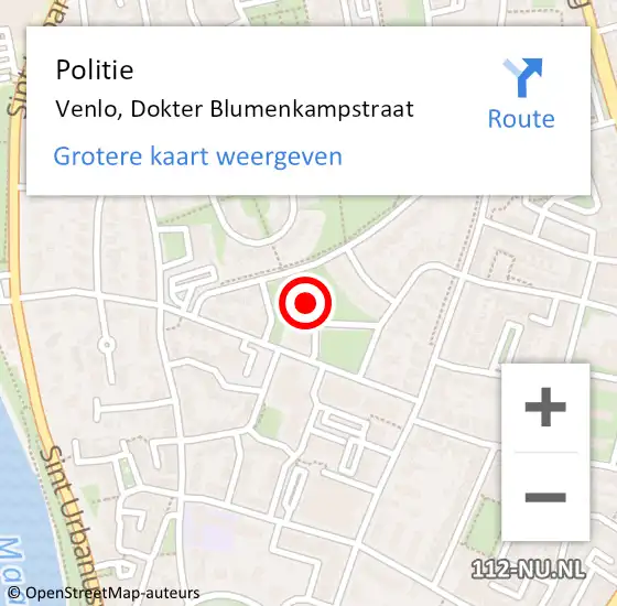 Locatie op kaart van de 112 melding: Politie Venlo, Dokter Blumenkampstraat op 15 juni 2023 11:19