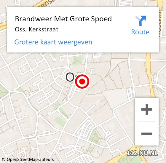 Locatie op kaart van de 112 melding: Brandweer Met Grote Spoed Naar Oss, Kerkstraat op 15 juni 2023 11:24