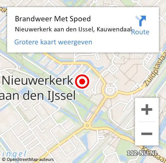 Locatie op kaart van de 112 melding: Brandweer Met Spoed Naar Nieuwerkerk aan den IJssel, Kauwendaal op 15 juni 2023 11:53