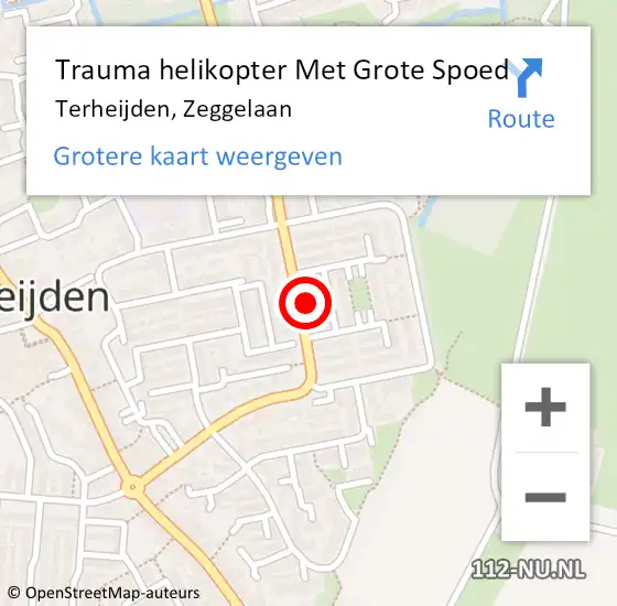 Locatie op kaart van de 112 melding: Trauma helikopter Met Grote Spoed Naar Terheijden, Zeggelaan op 15 juni 2023 12:00