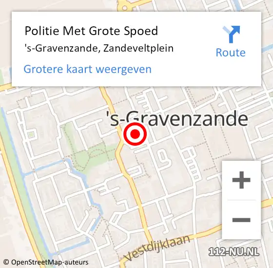 Locatie op kaart van de 112 melding: Politie Met Grote Spoed Naar 's-Gravenzande, Zandeveltplein op 15 juni 2023 12:26