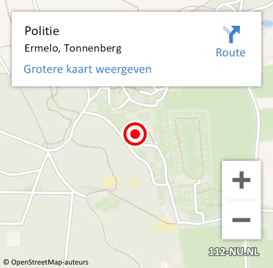Locatie op kaart van de 112 melding: Politie Ermelo, Tonnenberg op 15 juni 2023 12:33