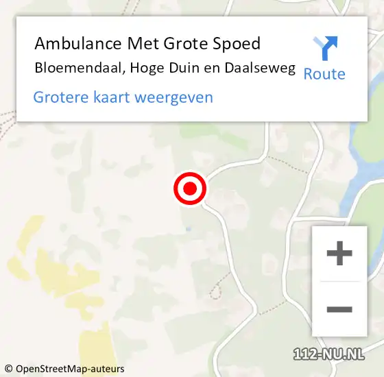 Locatie op kaart van de 112 melding: Ambulance Met Grote Spoed Naar Bloemendaal, Hoge Duin en Daalseweg op 15 juni 2023 12:46