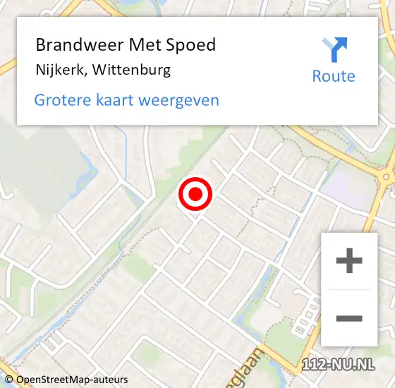 Locatie op kaart van de 112 melding: Brandweer Met Spoed Naar Nijkerk, Wittenburg op 15 juni 2023 12:53