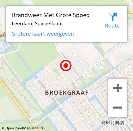 Locatie op kaart van de 112 melding: Brandweer Met Grote Spoed Naar Leerdam, Spiegellaan op 15 juni 2023 12:54