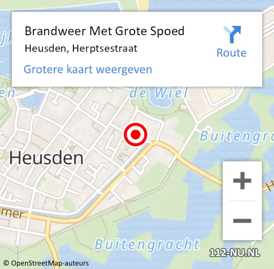Locatie op kaart van de 112 melding: Brandweer Met Grote Spoed Naar Heusden, Herptsestraat op 15 juni 2023 12:56
