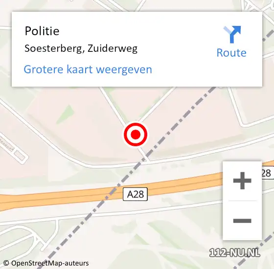 Locatie op kaart van de 112 melding: Politie Soesterberg, Zuiderweg op 15 juni 2023 13:08