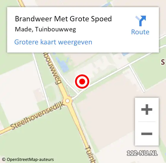 Locatie op kaart van de 112 melding: Brandweer Met Grote Spoed Naar Made, Tuinbouwweg op 15 juni 2023 13:09