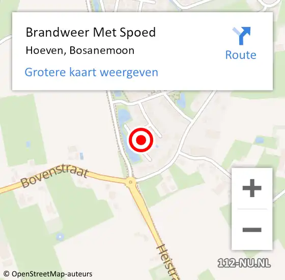 Locatie op kaart van de 112 melding: Brandweer Met Spoed Naar Hoeven, Bosanemoon op 15 juni 2023 13:15