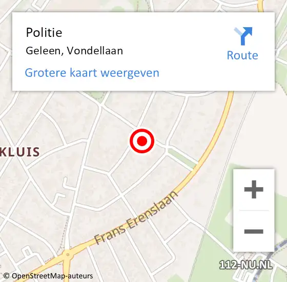 Locatie op kaart van de 112 melding: Politie Geleen, Vondellaan op 15 juni 2023 13:39