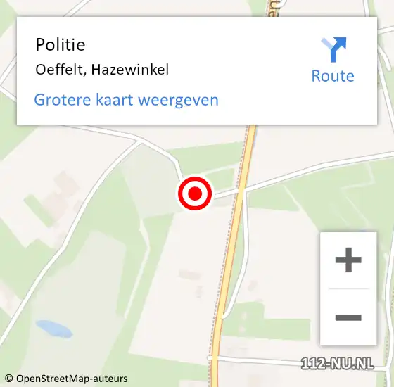 Locatie op kaart van de 112 melding: Politie Oeffelt, Hazewinkel op 15 juni 2023 13:40