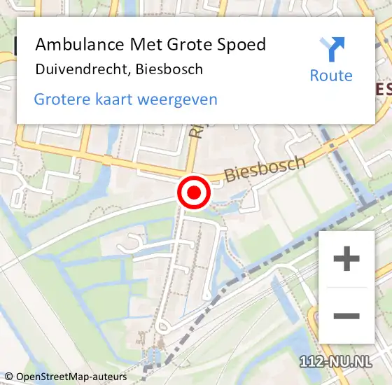 Locatie op kaart van de 112 melding: Ambulance Met Grote Spoed Naar Duivendrecht, Biesbosch op 15 juni 2023 13:53