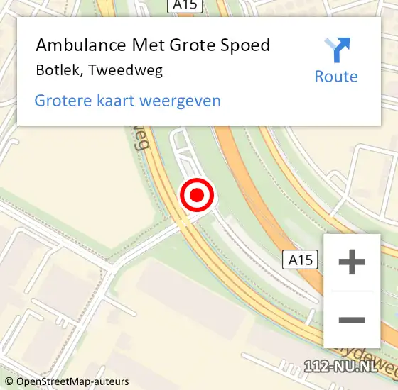 Locatie op kaart van de 112 melding: Ambulance Met Grote Spoed Naar Botlek, Tweedweg op 15 juni 2023 14:14