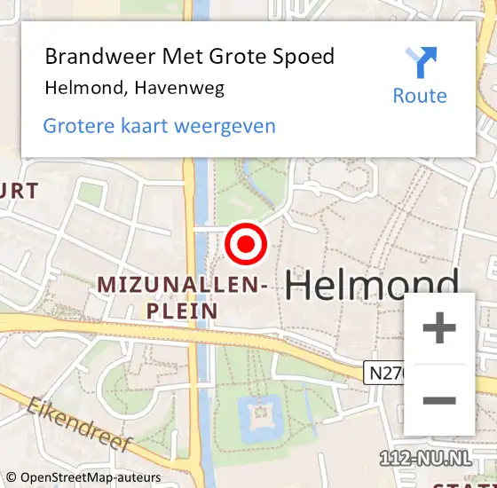 Locatie op kaart van de 112 melding: Brandweer Met Grote Spoed Naar Helmond, Havenweg op 15 juni 2023 14:35