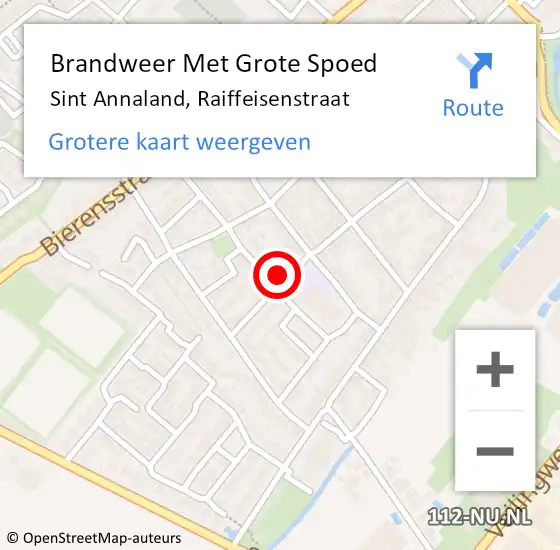 Locatie op kaart van de 112 melding: Brandweer Met Grote Spoed Naar Sint Annaland, Raiffeisenstraat op 15 juni 2023 14:42