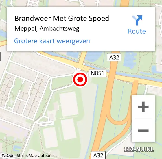 Locatie op kaart van de 112 melding: Brandweer Met Grote Spoed Naar Meppel, Ambachtsweg op 15 juni 2023 14:48