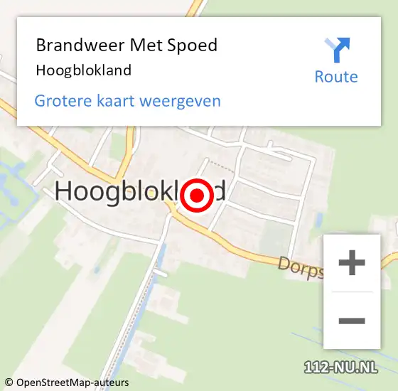 Locatie op kaart van de 112 melding: Brandweer Met Spoed Naar Hoogblokland op 15 juni 2023 14:53