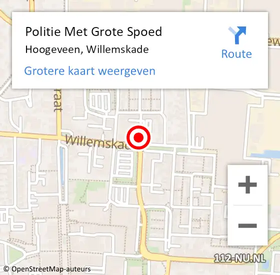 Locatie op kaart van de 112 melding: Politie Met Grote Spoed Naar Hoogeveen, Willemskade op 15 juni 2023 15:06