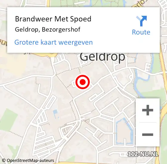 Locatie op kaart van de 112 melding: Brandweer Met Spoed Naar Geldrop, Bezorgershof op 15 juni 2023 15:07