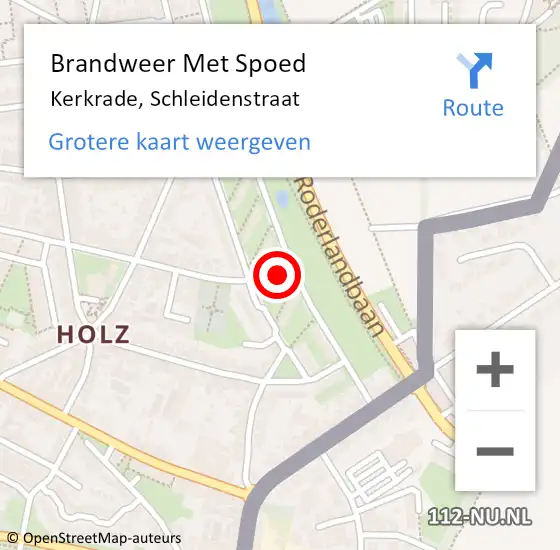 Locatie op kaart van de 112 melding: Brandweer Met Spoed Naar Kerkrade, Schleidenstraat op 15 juni 2023 15:43