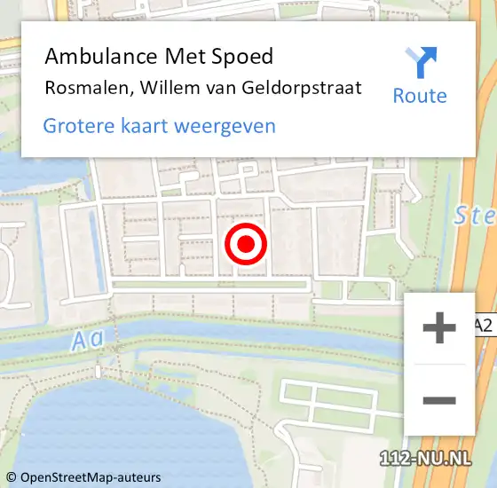 Locatie op kaart van de 112 melding: Ambulance Met Spoed Naar Rosmalen, Willem van Geldorpstraat op 29 augustus 2014 06:27