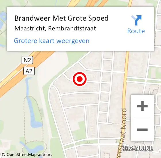 Locatie op kaart van de 112 melding: Brandweer Met Grote Spoed Naar Maastricht, Rembrandtstraat op 15 juni 2023 15:45