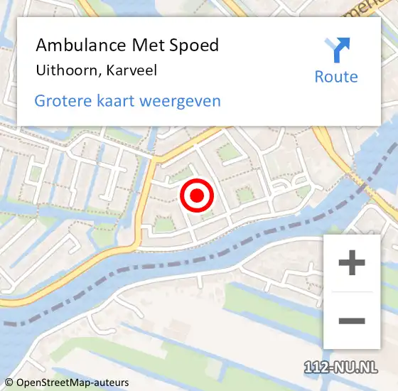 Locatie op kaart van de 112 melding: Ambulance Met Spoed Naar Uithoorn, Karveel op 15 juni 2023 15:49