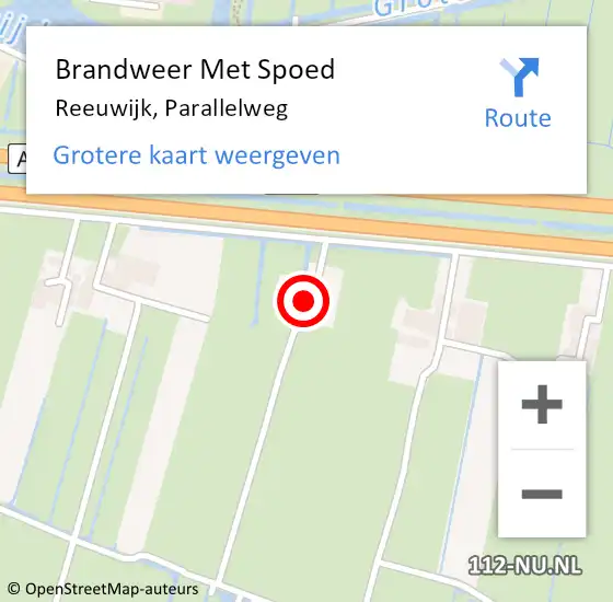 Locatie op kaart van de 112 melding: Brandweer Met Spoed Naar Reeuwijk, Parallelweg op 15 juni 2023 16:01