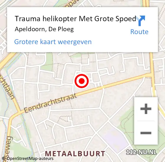 Locatie op kaart van de 112 melding: Trauma helikopter Met Grote Spoed Naar Apeldoorn, De Ploeg op 15 juni 2023 16:14