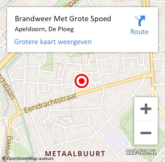 Locatie op kaart van de 112 melding: Brandweer Met Grote Spoed Naar Apeldoorn, De Ploeg op 15 juni 2023 16:21