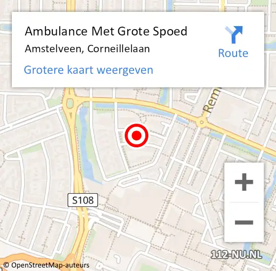 Locatie op kaart van de 112 melding: Ambulance Met Grote Spoed Naar Amstelveen, Corneillelaan op 15 juni 2023 16:34