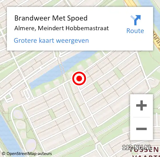 Locatie op kaart van de 112 melding: Brandweer Met Spoed Naar Almere, Meindert Hobbemastraat op 15 juni 2023 17:08