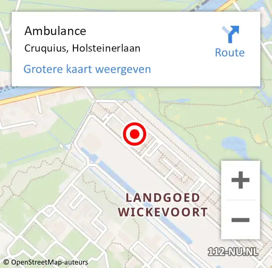 Locatie op kaart van de 112 melding: Ambulance Cruquius, Holsteinerlaan op 15 juni 2023 17:15