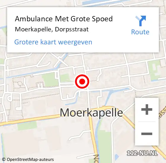 Locatie op kaart van de 112 melding: Ambulance Met Grote Spoed Naar Moerkapelle, Dorpsstraat op 15 juni 2023 17:28