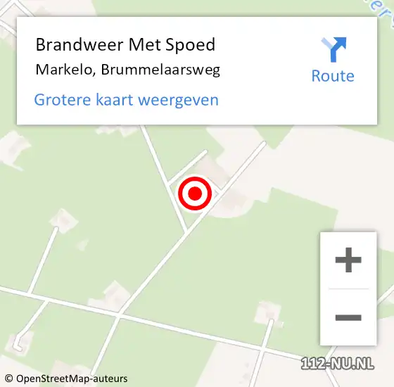 Locatie op kaart van de 112 melding: Brandweer Met Spoed Naar Markelo, Brummelaarsweg op 15 juni 2023 17:30