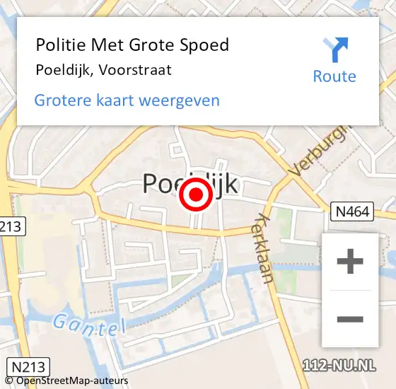 Locatie op kaart van de 112 melding: Politie Met Grote Spoed Naar Poeldijk, Voorstraat op 15 juni 2023 17:50