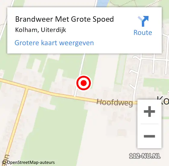 Locatie op kaart van de 112 melding: Brandweer Met Grote Spoed Naar Kolham, Uiterdijk op 15 juni 2023 18:00