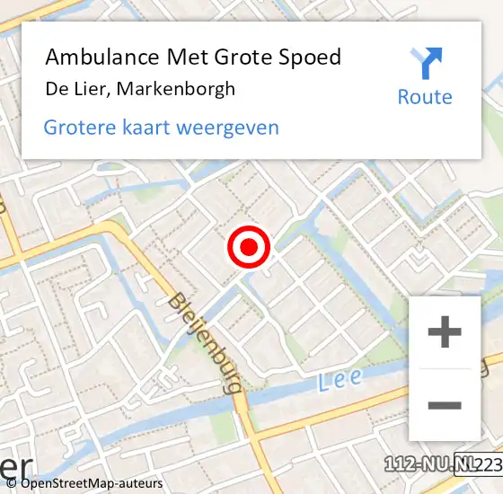 Locatie op kaart van de 112 melding: Ambulance Met Grote Spoed Naar De Lier, Markenborgh op 15 juni 2023 18:09