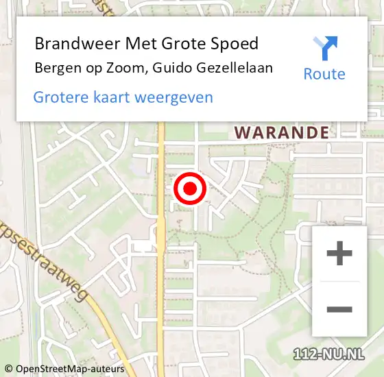 Locatie op kaart van de 112 melding: Brandweer Met Grote Spoed Naar Bergen op Zoom, Guido Gezellelaan op 15 juni 2023 18:28