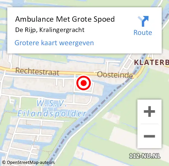 Locatie op kaart van de 112 melding: Ambulance Met Grote Spoed Naar De Rijp, Kralingergracht op 15 juni 2023 19:17