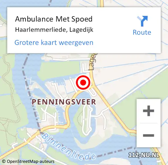 Locatie op kaart van de 112 melding: Ambulance Met Spoed Naar Haarlemmerliede, Lagedijk op 15 juni 2023 19:18