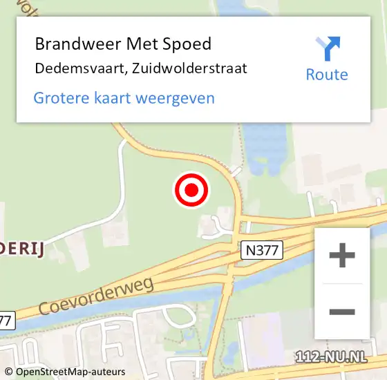 Locatie op kaart van de 112 melding: Brandweer Met Spoed Naar Dedemsvaart, Zuidwolderstraat op 15 juni 2023 19:32