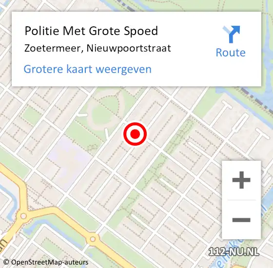 Locatie op kaart van de 112 melding: Politie Met Grote Spoed Naar Zoetermeer, Nieuwpoortstraat op 15 juni 2023 19:51