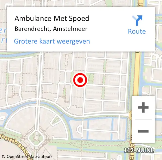 Locatie op kaart van de 112 melding: Ambulance Met Spoed Naar Barendrecht, Amstelmeer op 15 juni 2023 19:58