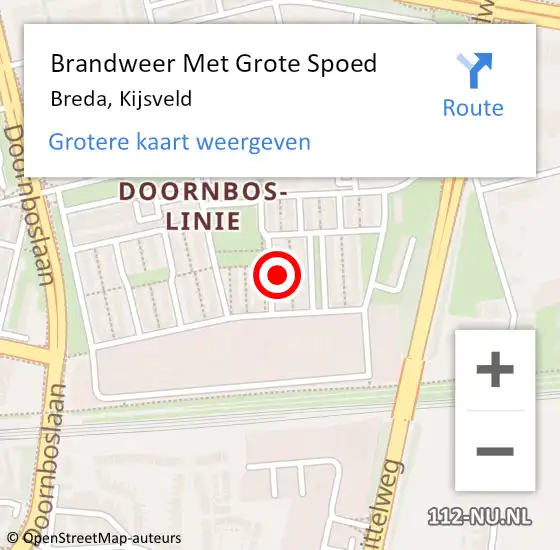 Locatie op kaart van de 112 melding: Brandweer Met Grote Spoed Naar Breda, Kijsveld op 15 juni 2023 19:58