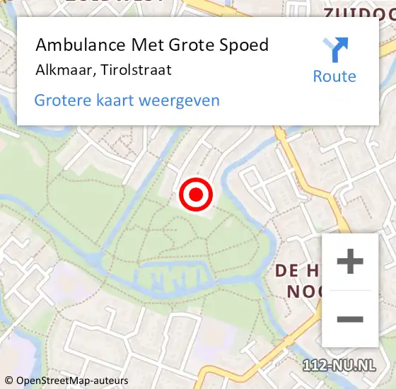 Locatie op kaart van de 112 melding: Ambulance Met Grote Spoed Naar Alkmaar, Tirolstraat op 15 juni 2023 20:28