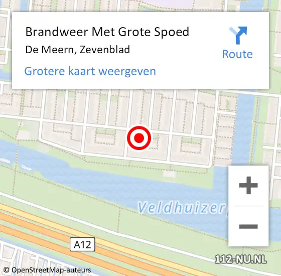 Locatie op kaart van de 112 melding: Brandweer Met Grote Spoed Naar De Meern, Zevenblad op 15 juni 2023 20:30