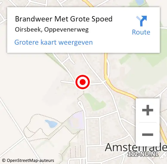 Locatie op kaart van de 112 melding: Brandweer Met Grote Spoed Naar Oirsbeek, Oppevenerweg op 15 juni 2023 20:36